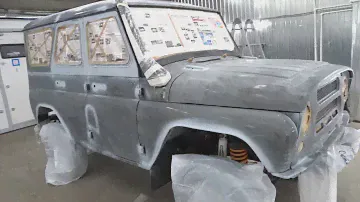 Покраска УАЗ Хантер в защитный цвет RAPTOR U-POL